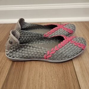 Bernie Mev Braided Catwalk metallic gray and Pink Ballet Flats Size 8 (39)